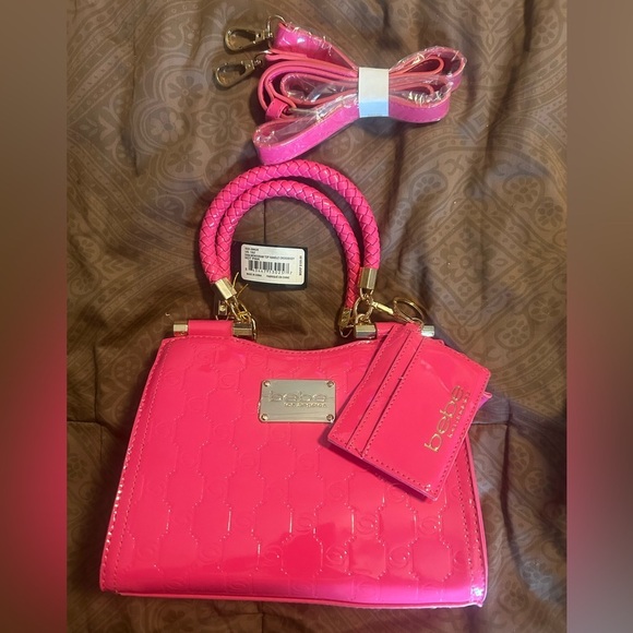 bebe Handbags - Bebe hot Pink cross body with Gold Accents